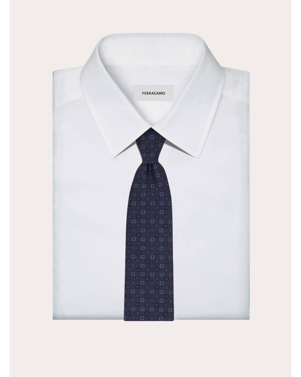 Ferragamo Blue Micro Pattern Silk Tie for men