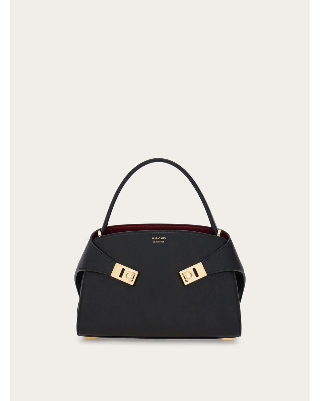Ferragamo Black Hug Soft Bicolor Handbag (Xs)