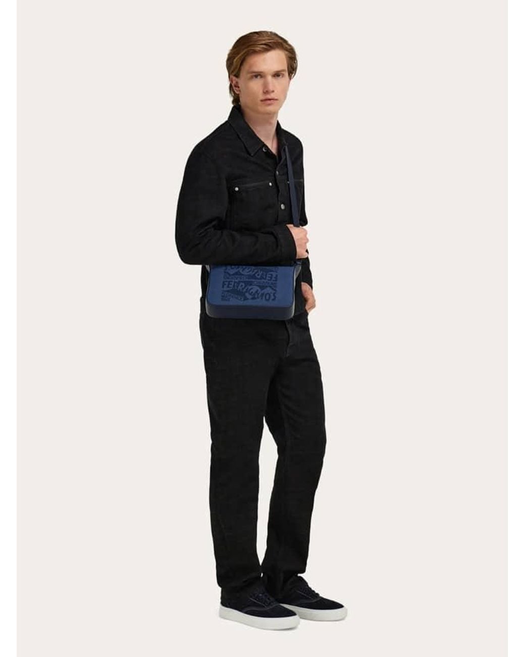 Ferragamo Blue Shoulder Bag With Logo for men