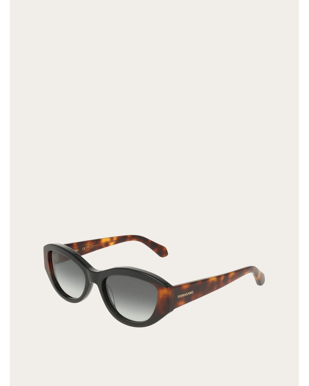 Ferragamo Black Oval Frame Sunglasses
