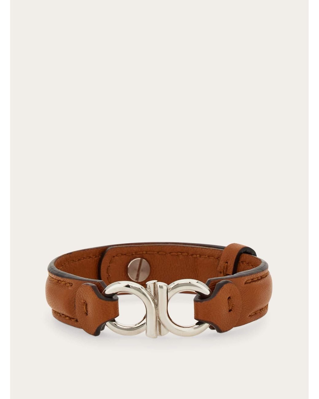 Ferragamo Brown Double Gancini Bracelet for men