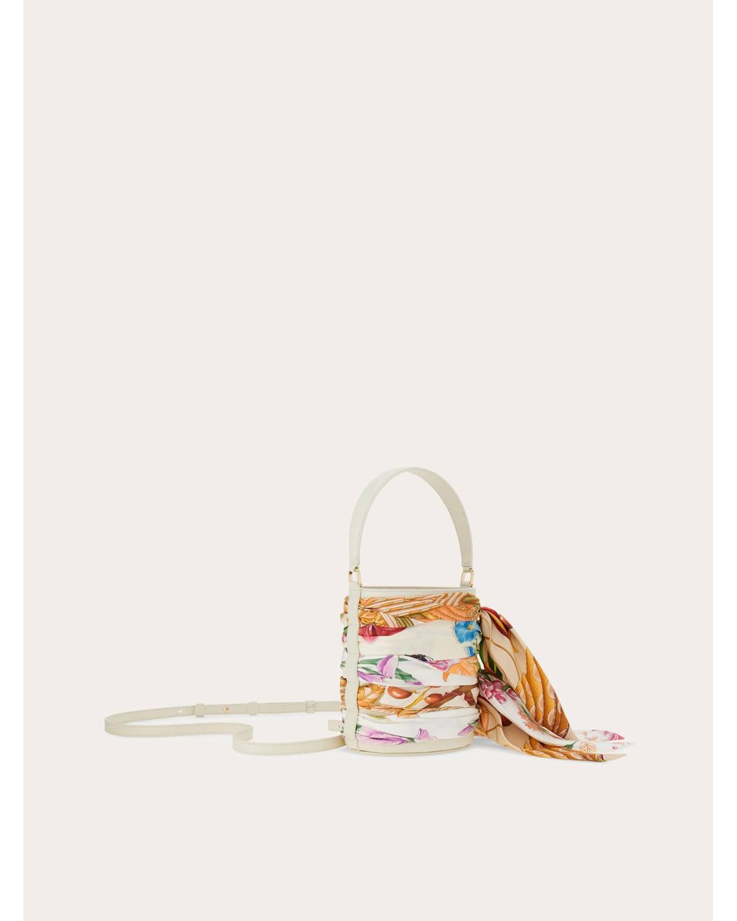 Ferragamo Natural Mini Bucket Bag With Foulard
