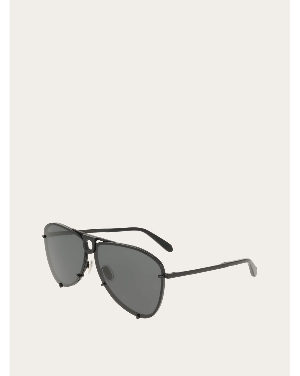 Ferragamo Gray Aviator Frame Sunglasses With Interchangeable Lenses