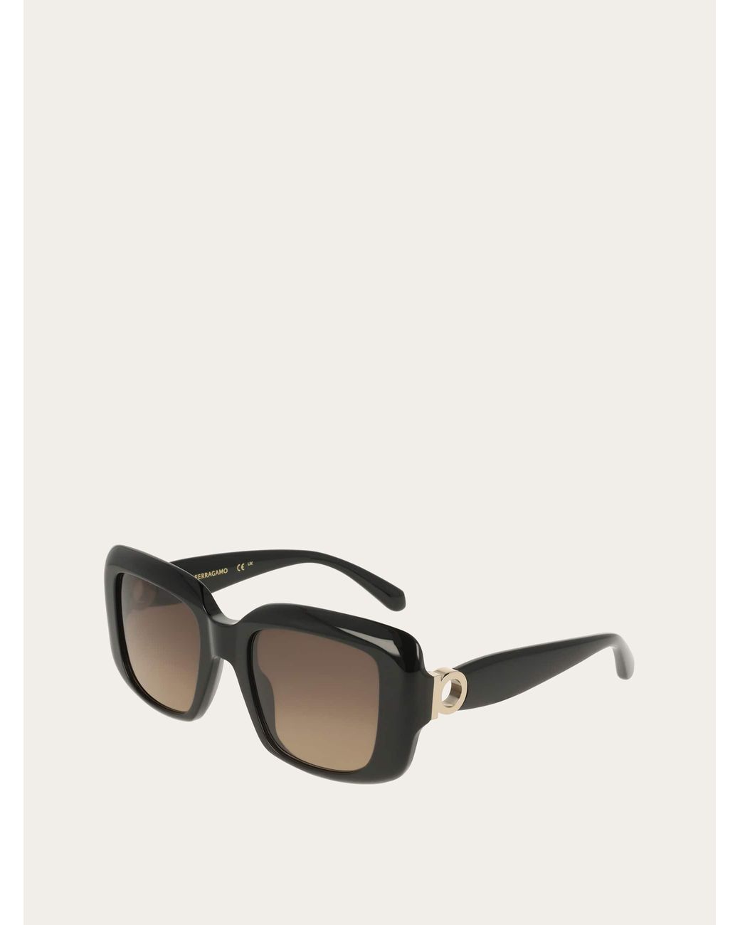 Ferragamo Black Rectangular Frame Sunglasses
