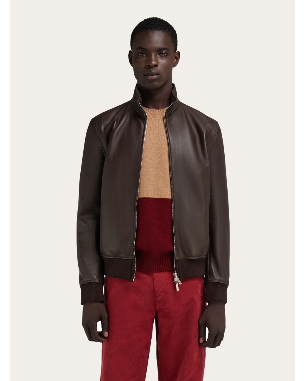 Ferragamo Black Nappa Leather Blouson for men