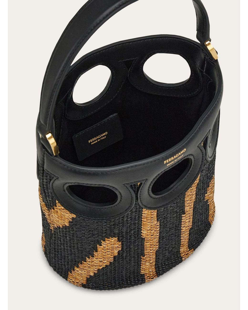 Ferragamo Black Gancini Outline Bucket Bag (Xs)