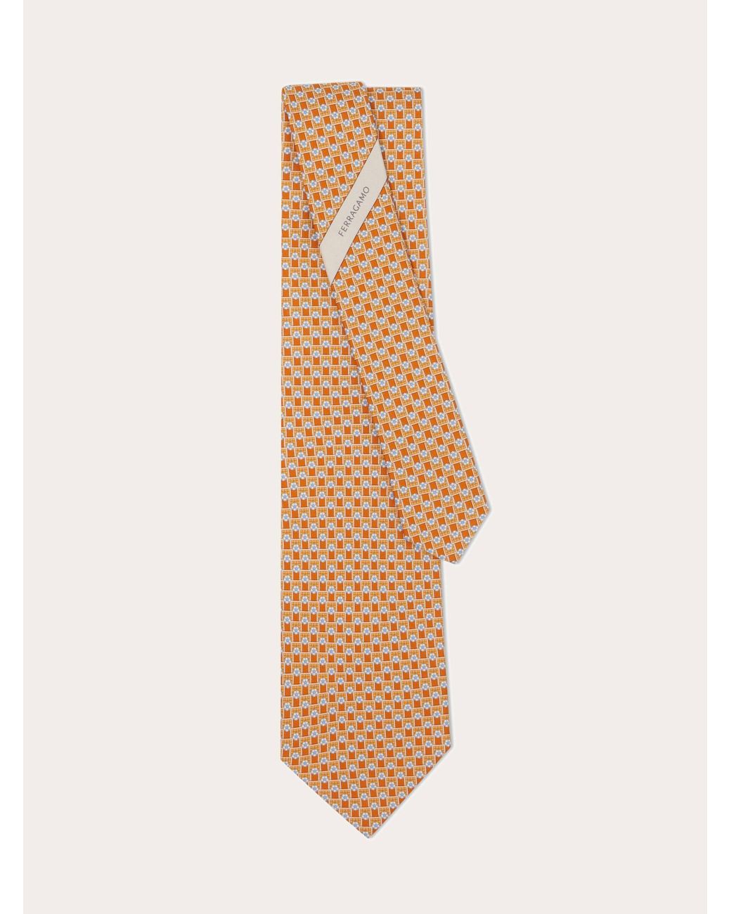 Ferragamo White Tournament Print Silk Tie for men