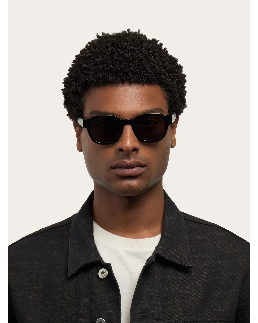 Ferragamo Black Round Frame Sunglasses