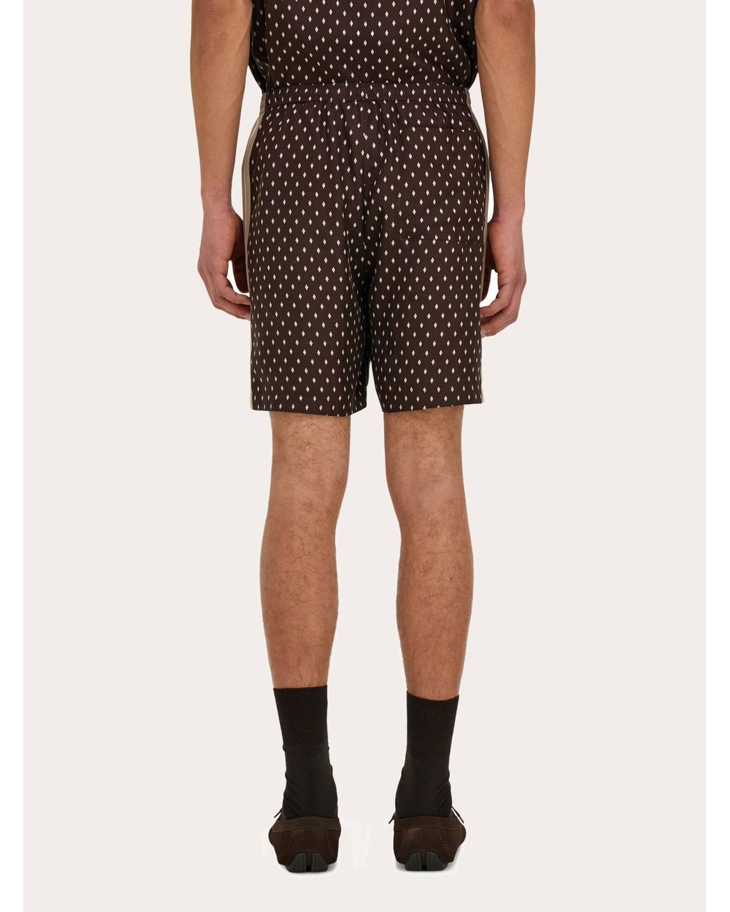 Ferragamo Brown Silk Bermuda Shorts for men