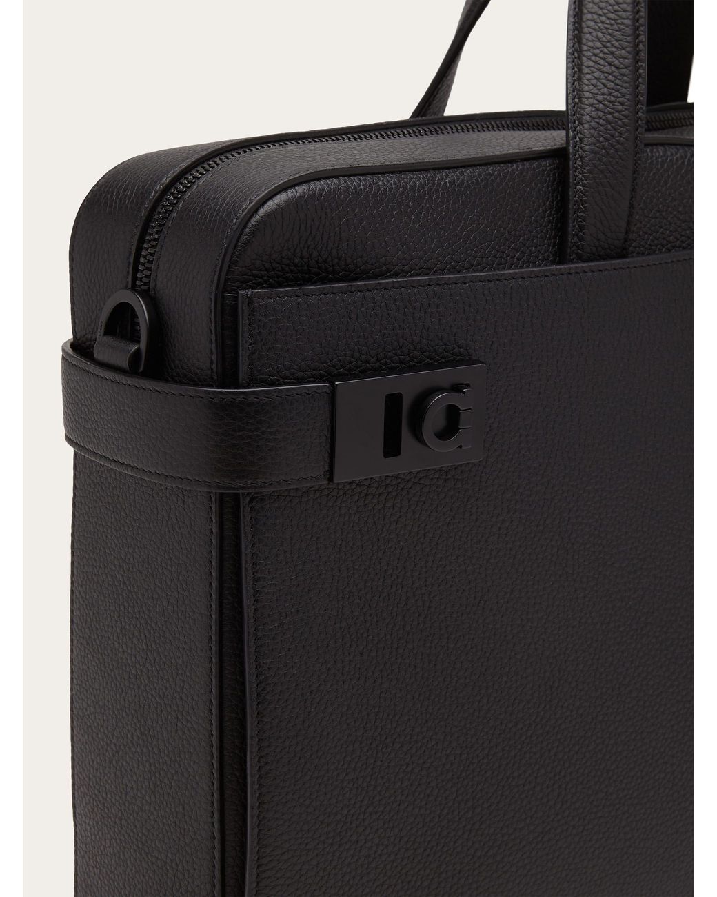 Ferragamo Black Briefcase With Hug Buckle (M) for men