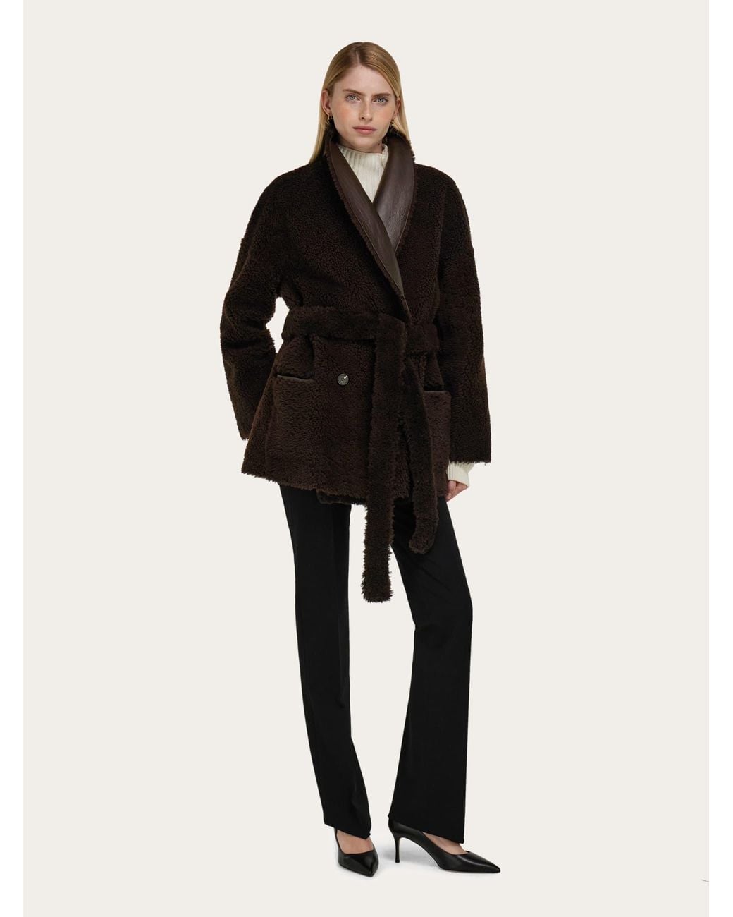 Ferragamo Black Reversible Shearling Jacket