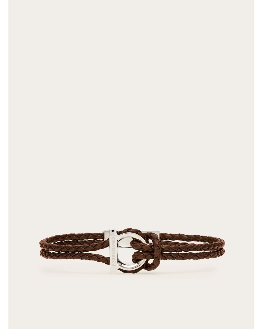 Ferragamo Brown Gancini Bracelet (18Cm) for men