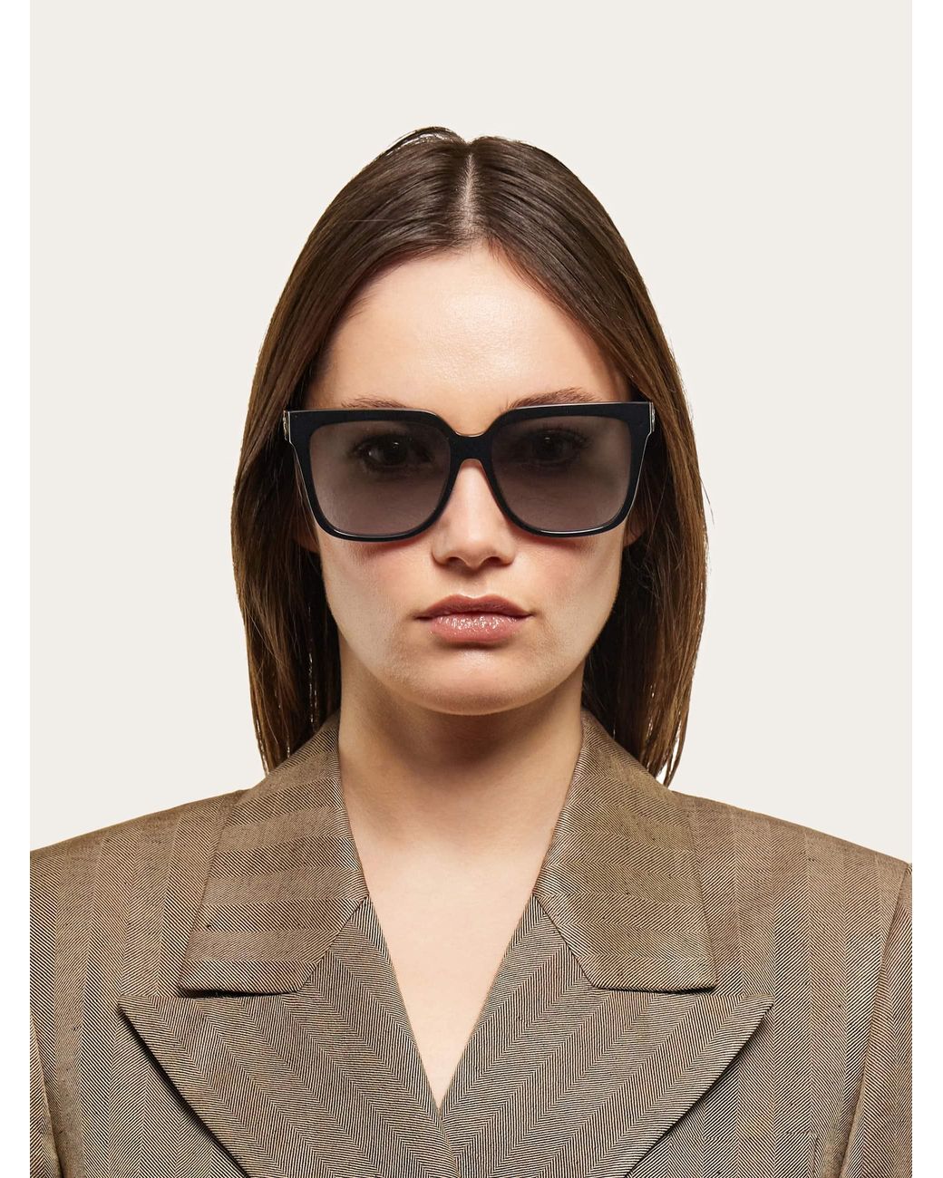 Ferragamo Gray Square Frame Sunglasses