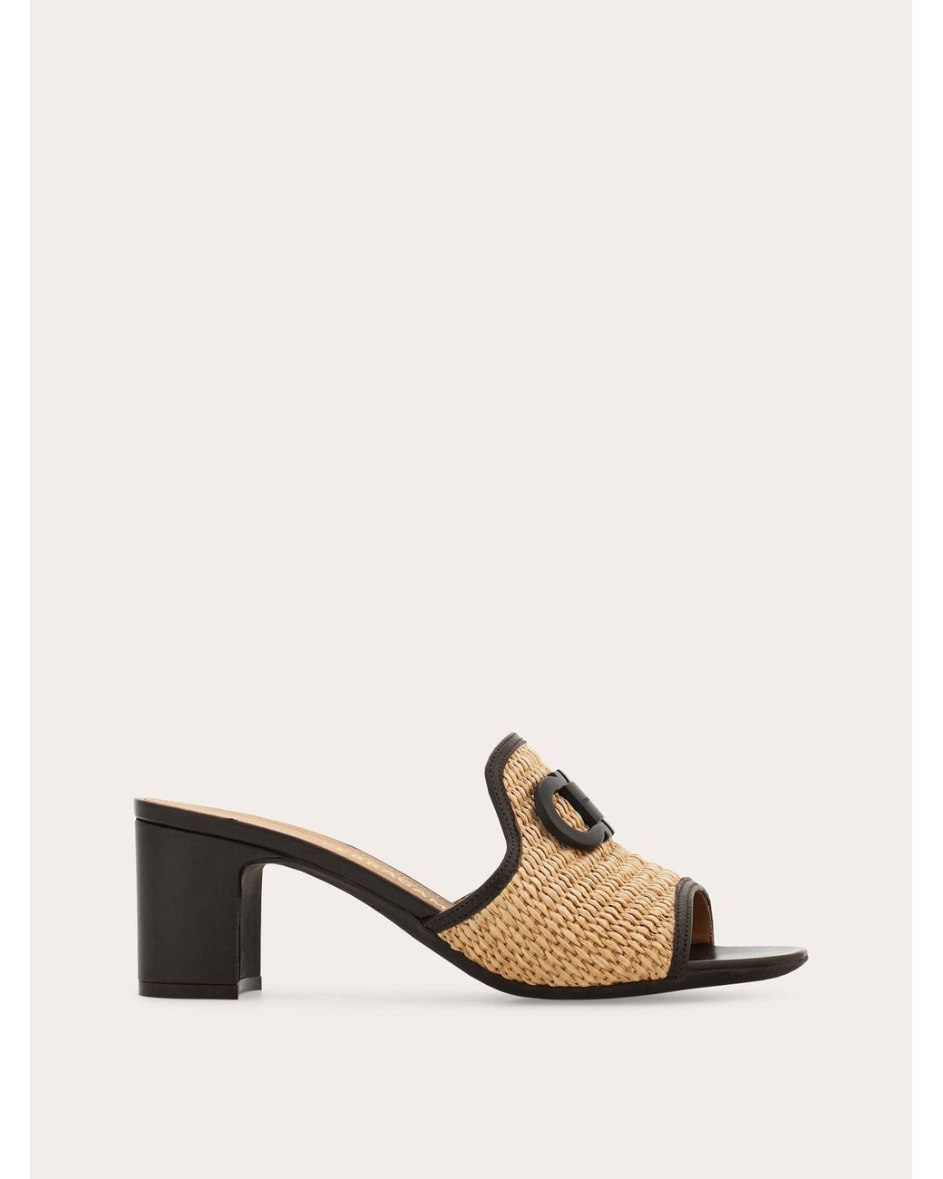 Ferragamo Natural Gancini Ornament Mid-Heel Slide .5