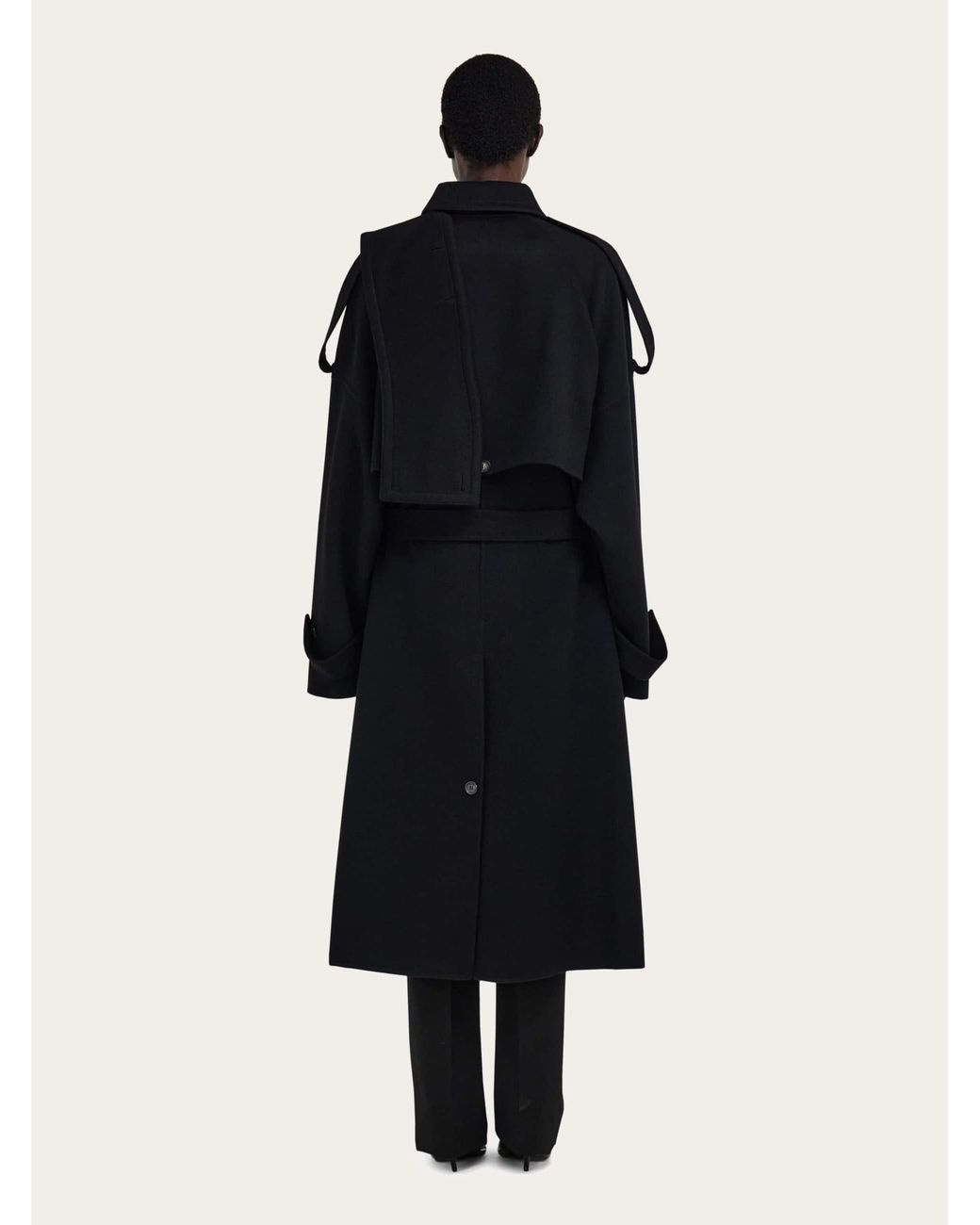Ferragamo Black Double Breasted Oversize Coat