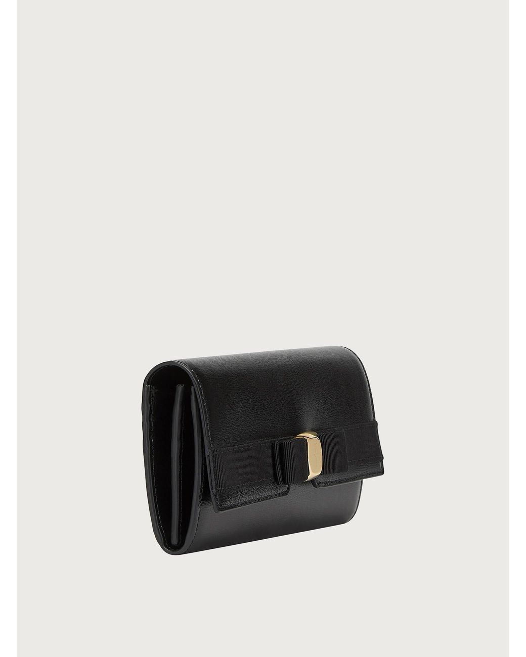 Ferragamo Black Vara Bow Continental Wallet