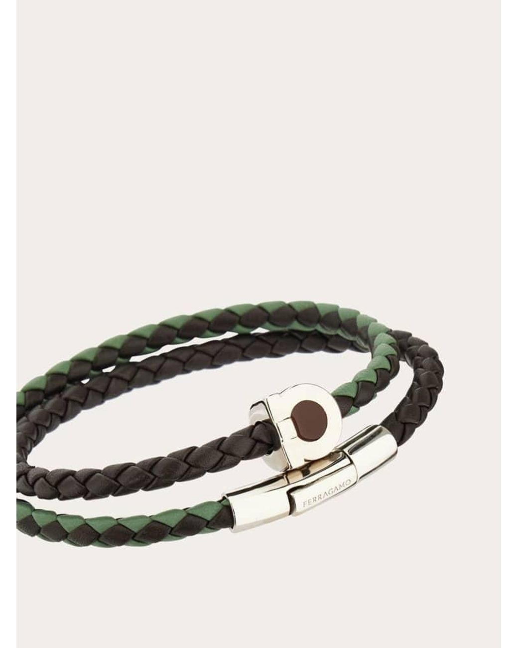 Ferragamo White Gancini Bracelet (20Cm) for men
