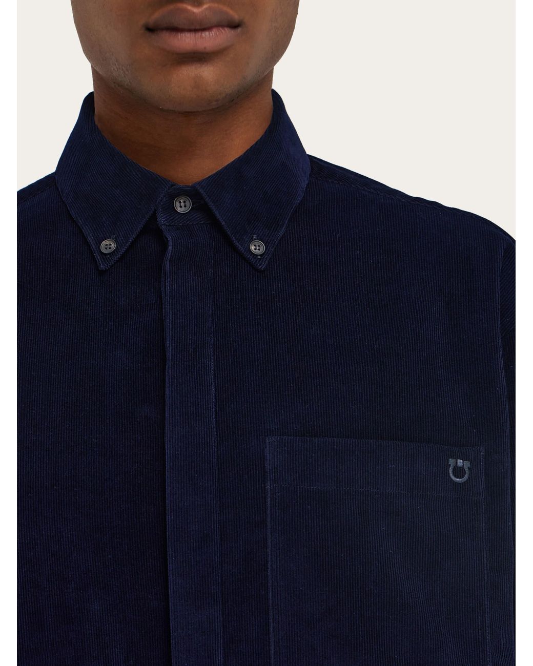 Ferragamo Blue Velvet Shirt for men