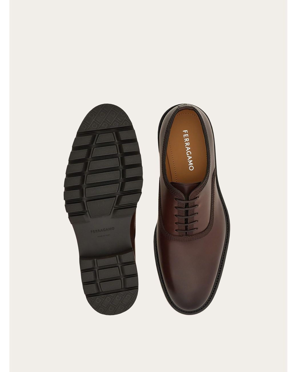 Ferragamo Brown Oxford Brogue With Chunky Tread for men