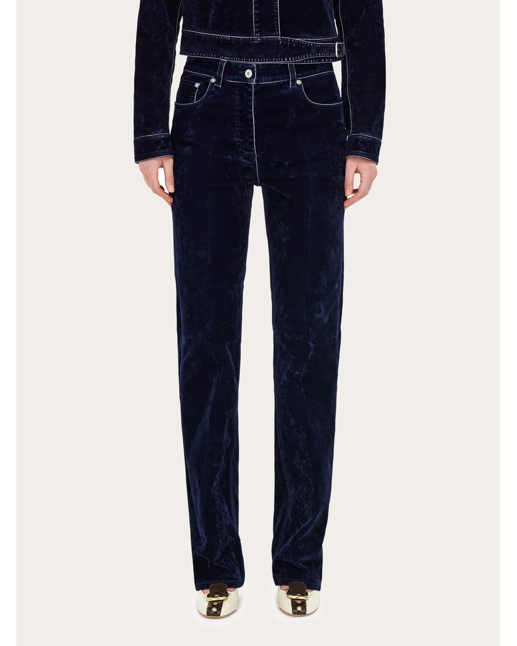 Ferragamo Blue Five Pocket Trouser