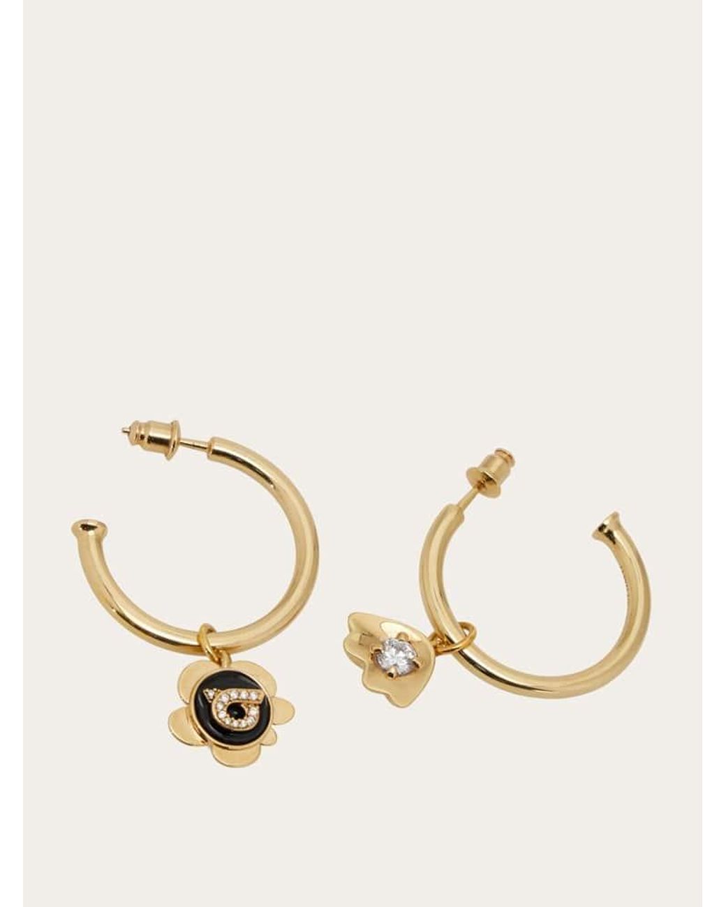 Ferragamo Natural Charm Gancini Hoop Earrings