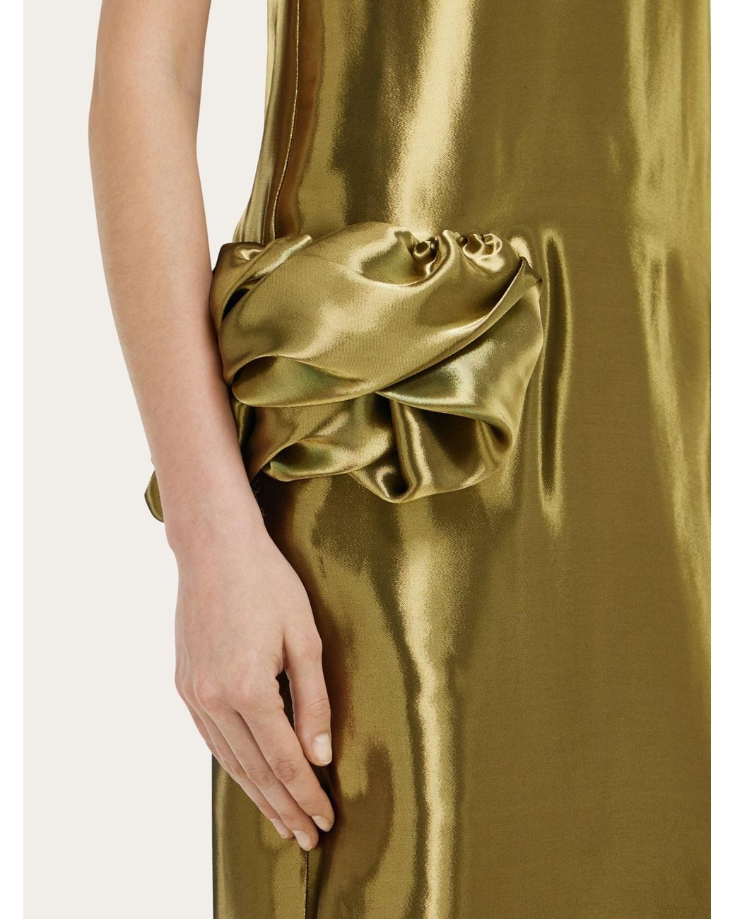 Ferragamo Green Liquid Lamé Dress