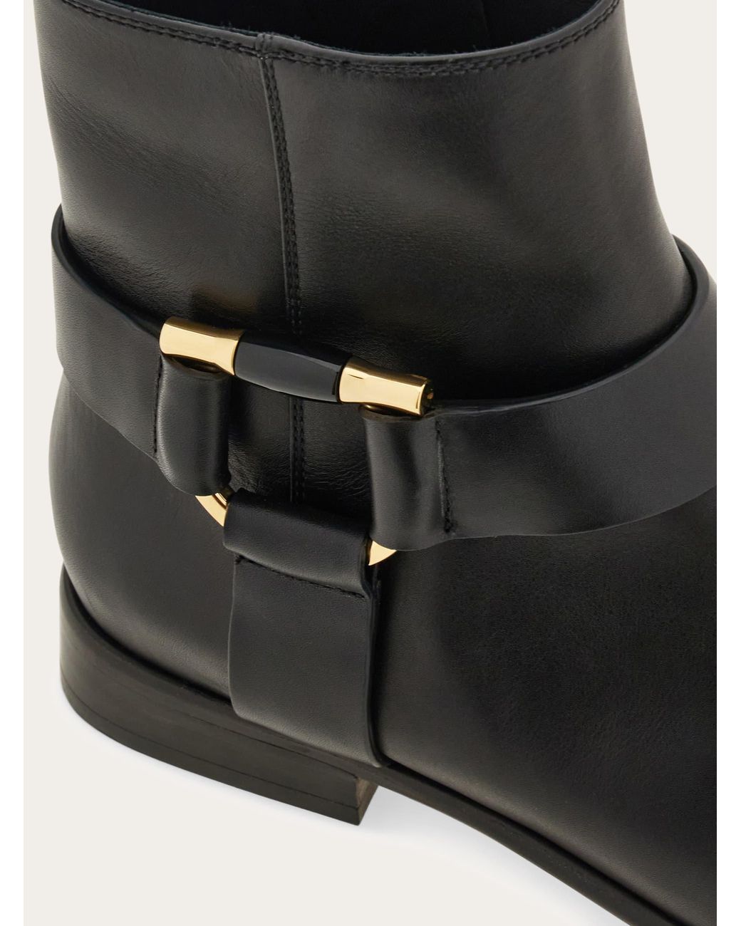 Ferragamo Black Gancini Ornament Ankle Boot .5