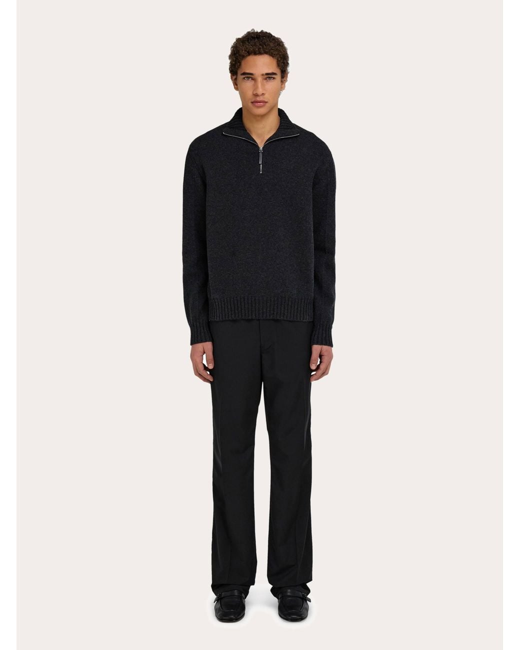 Ferragamo Blue High Neck Cashmere Pullover for men