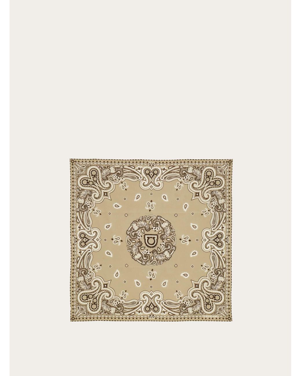 Ferragamo Natural Arabesque Print Bandana for men