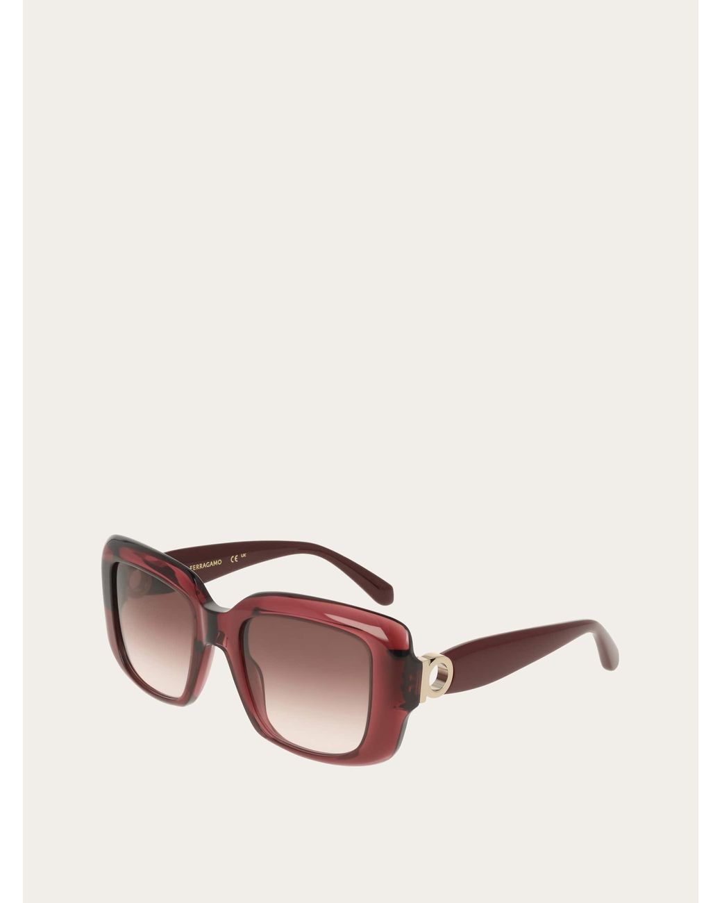 Ferragamo Pink Rectangular Frame Sunglasses