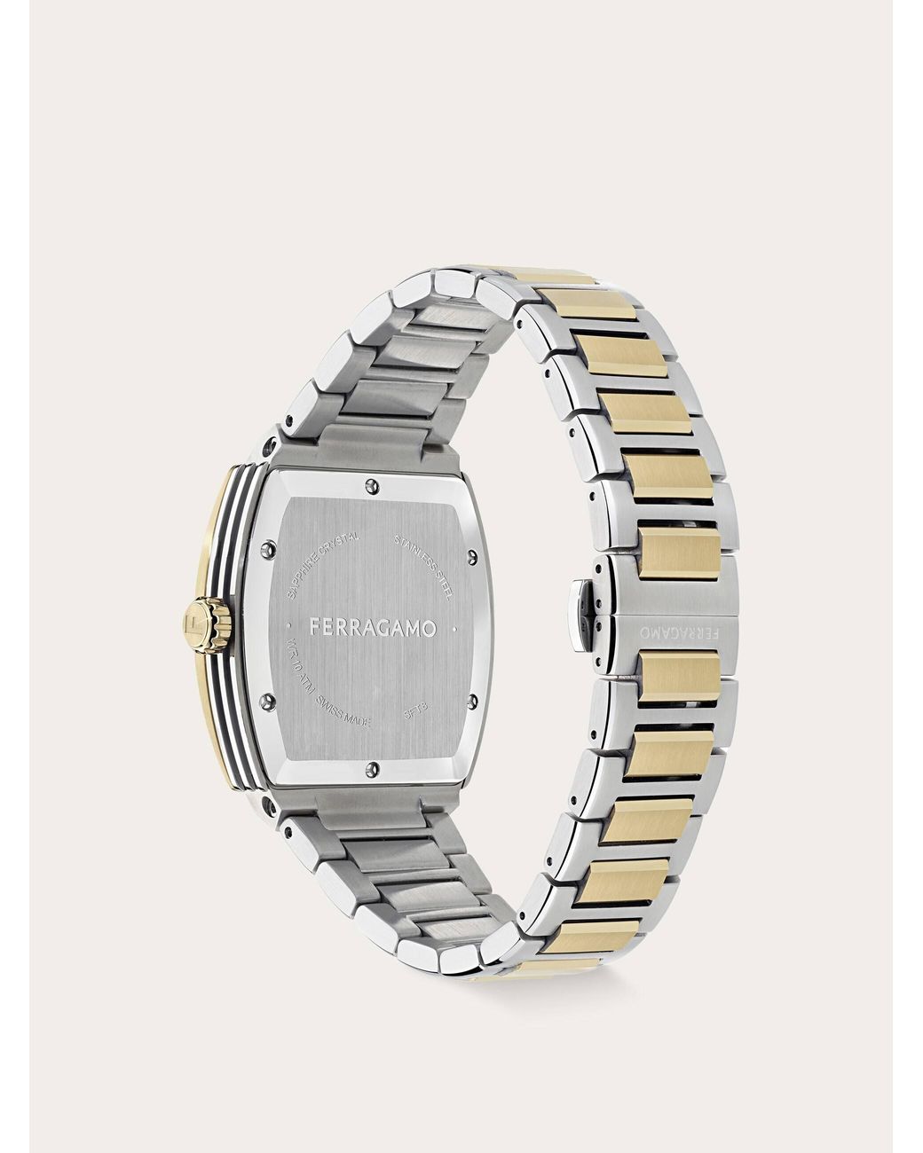 Ferragamo White F80 Tonneau 3H Watch for men