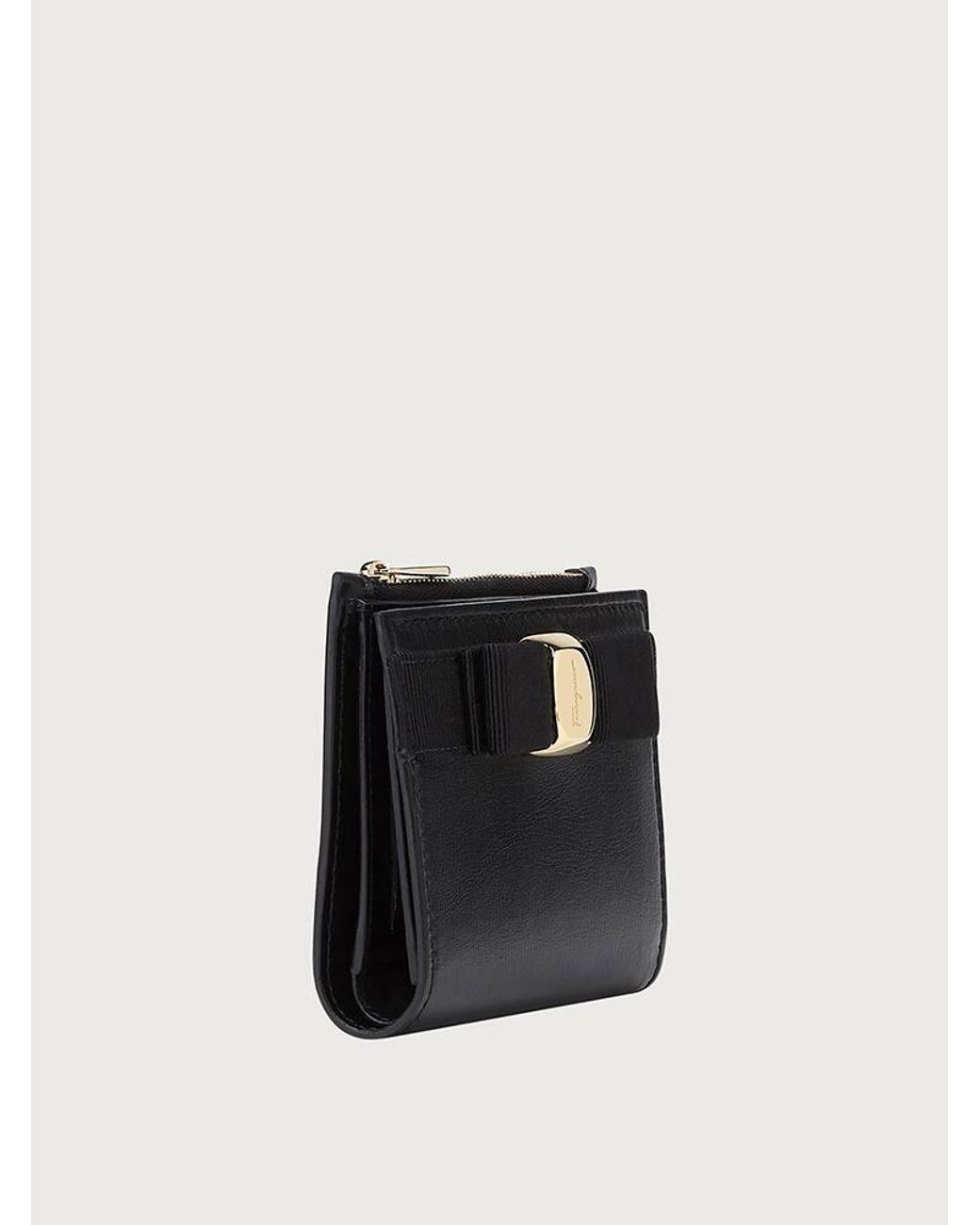 Ferragamo Black Vara Bow Compact Wallet