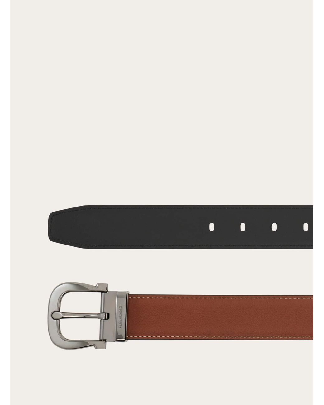 Ferragamo Brown Reversible And Adjustable Gancini Belt for men