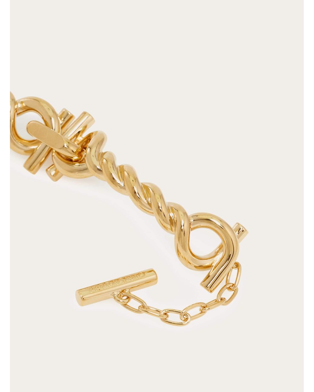 Ferragamo Natural Twisted Chain Gancini Necklace