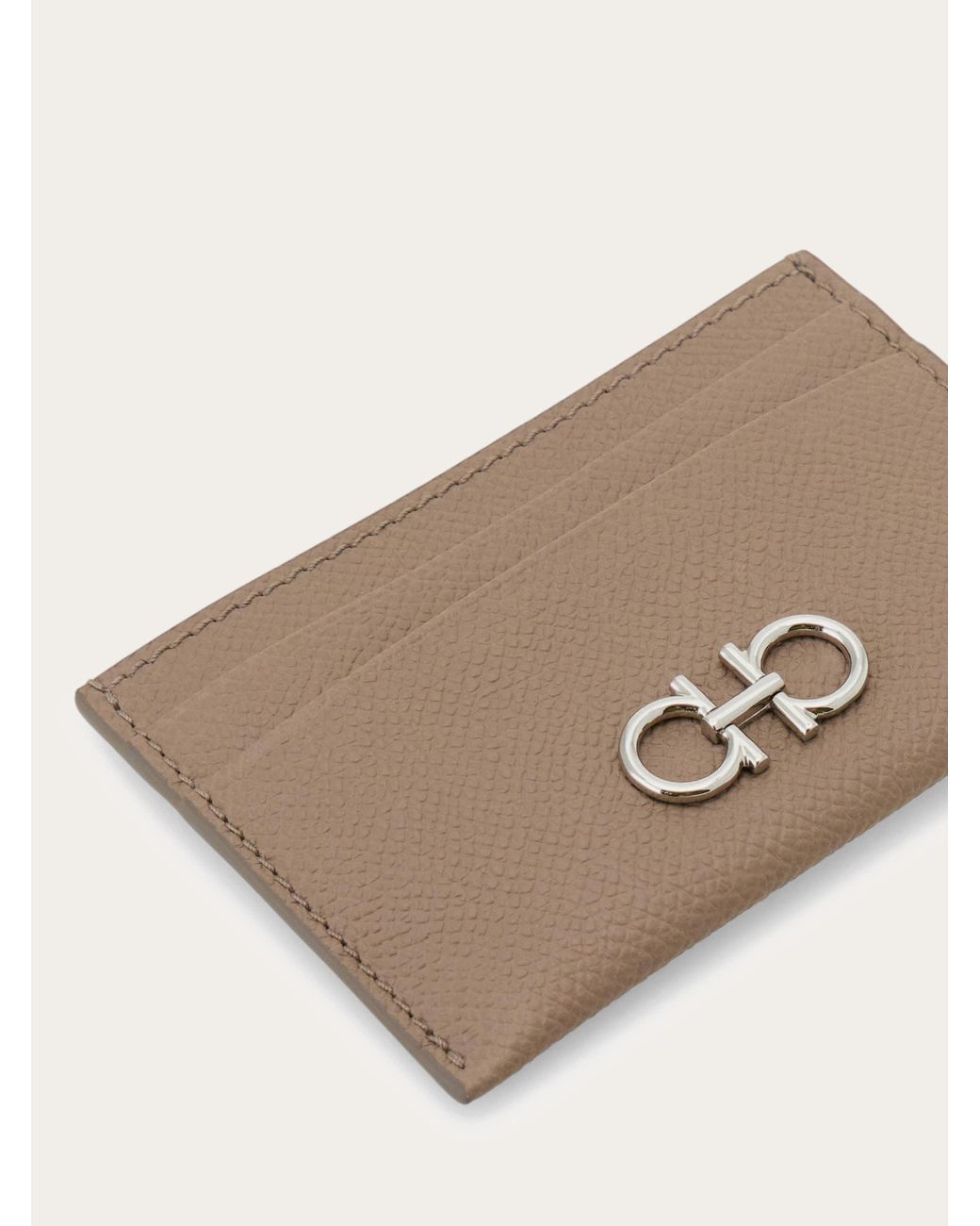 Ferragamo Natural Gancini Credit Card Holder