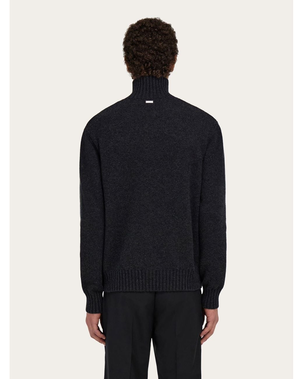Ferragamo Blue High Neck Cashmere Pullover for men
