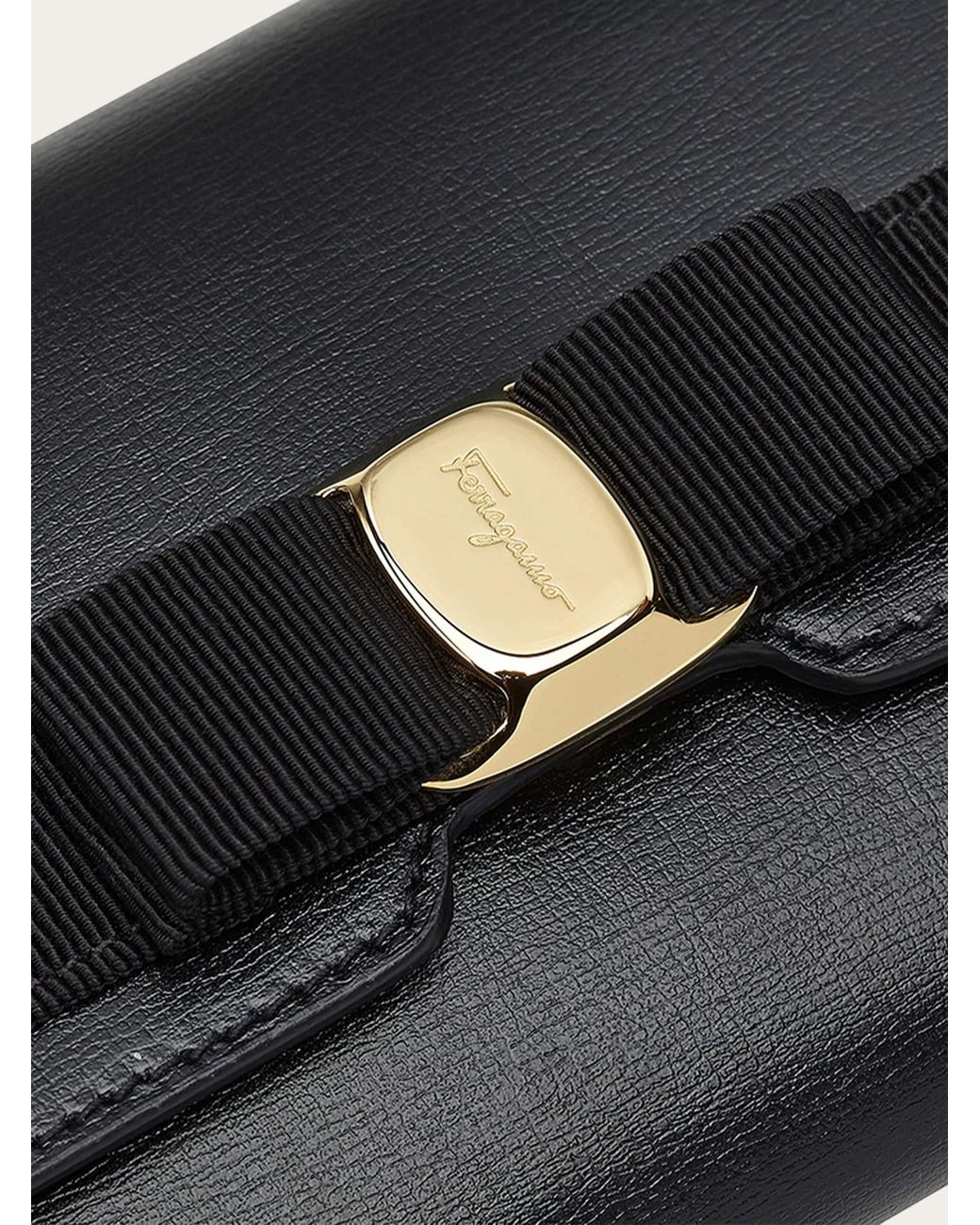 Ferragamo Black Vara Bow Continental Wallet