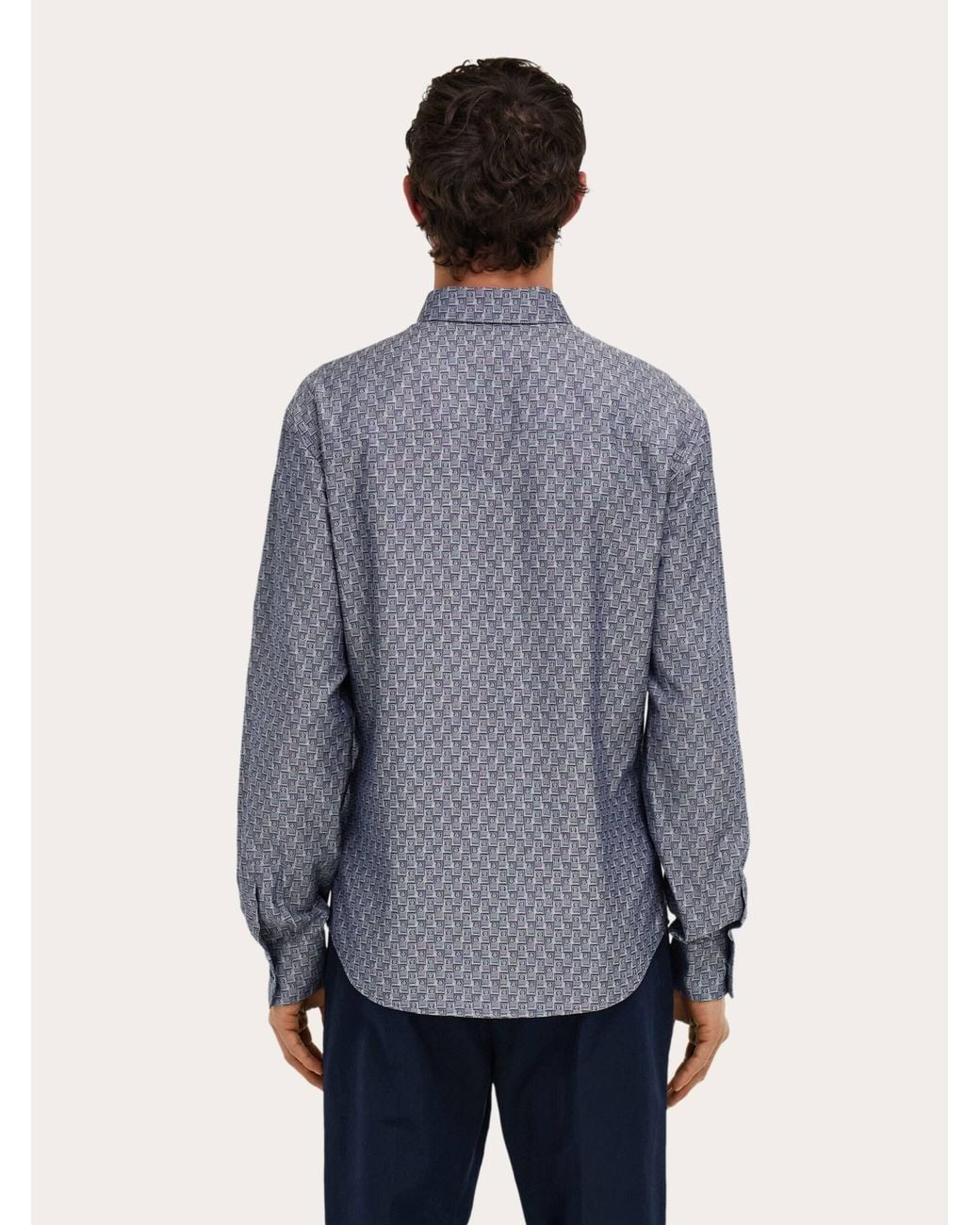 Ferragamo Blue Monogram Shirt for men