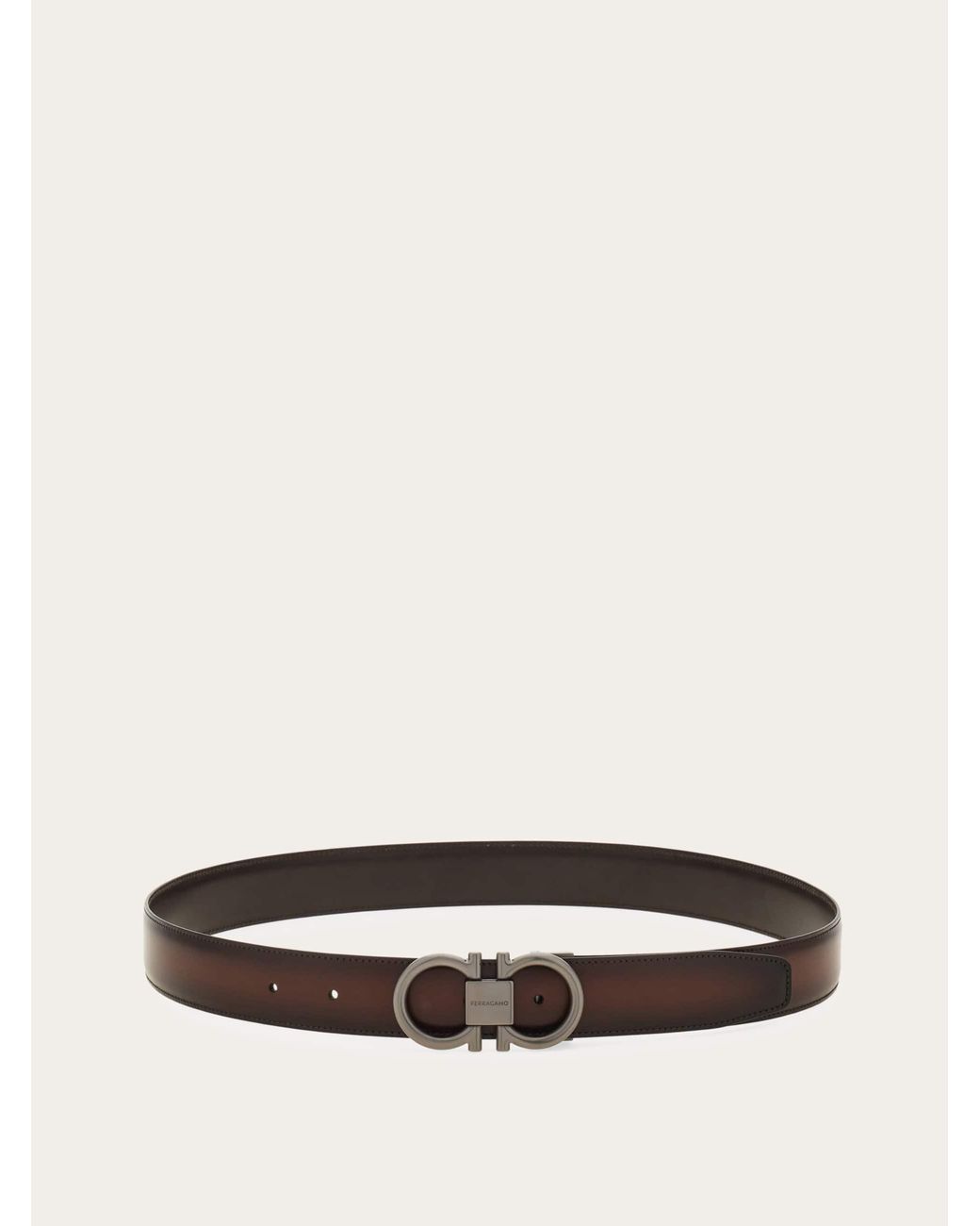Ferragamo Brown Reversible And Adjustable Gancini Belt for men