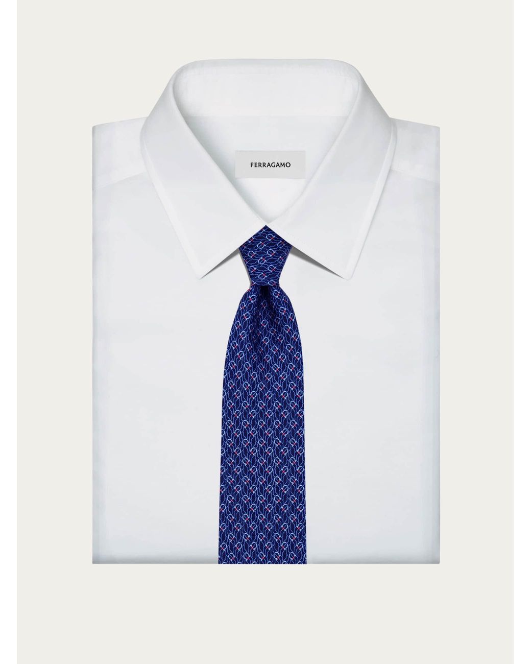 Ferragamo Blue Tetris Print Silk Tie for men