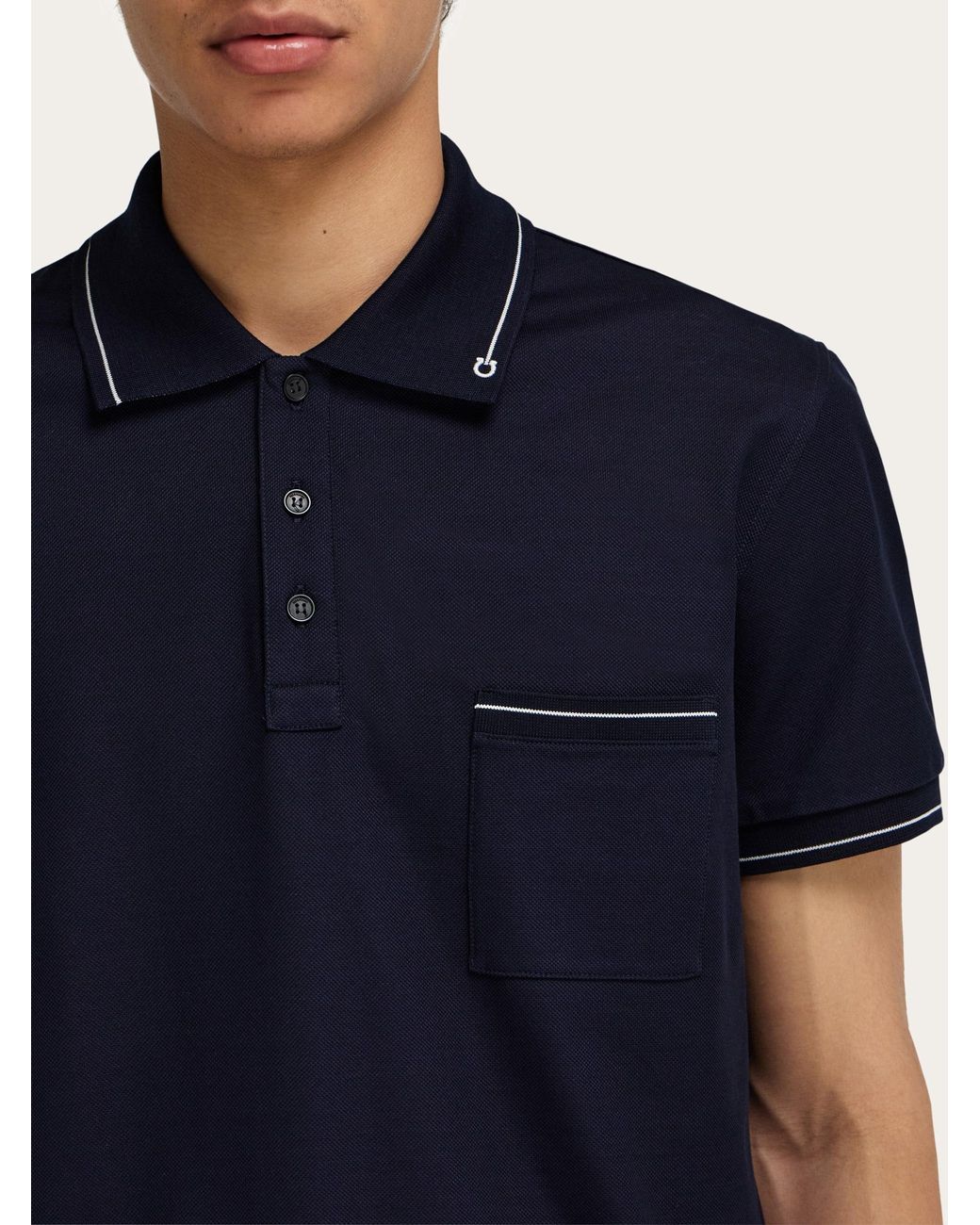 Ferragamo Blue Gancini Polo Shirt for men
