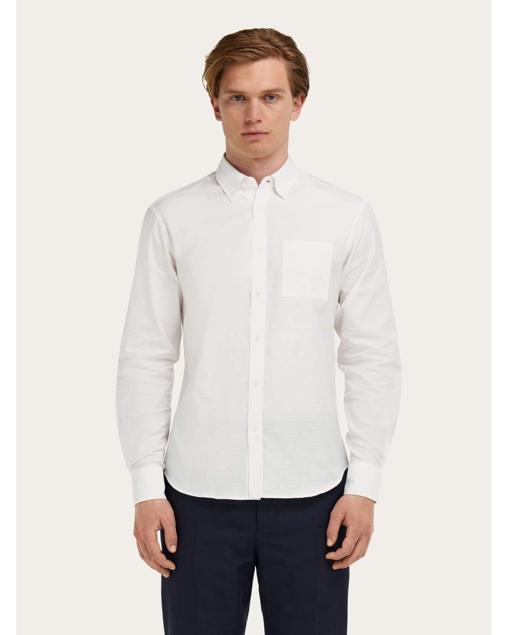 Ferragamo White Monogram Shirt for men