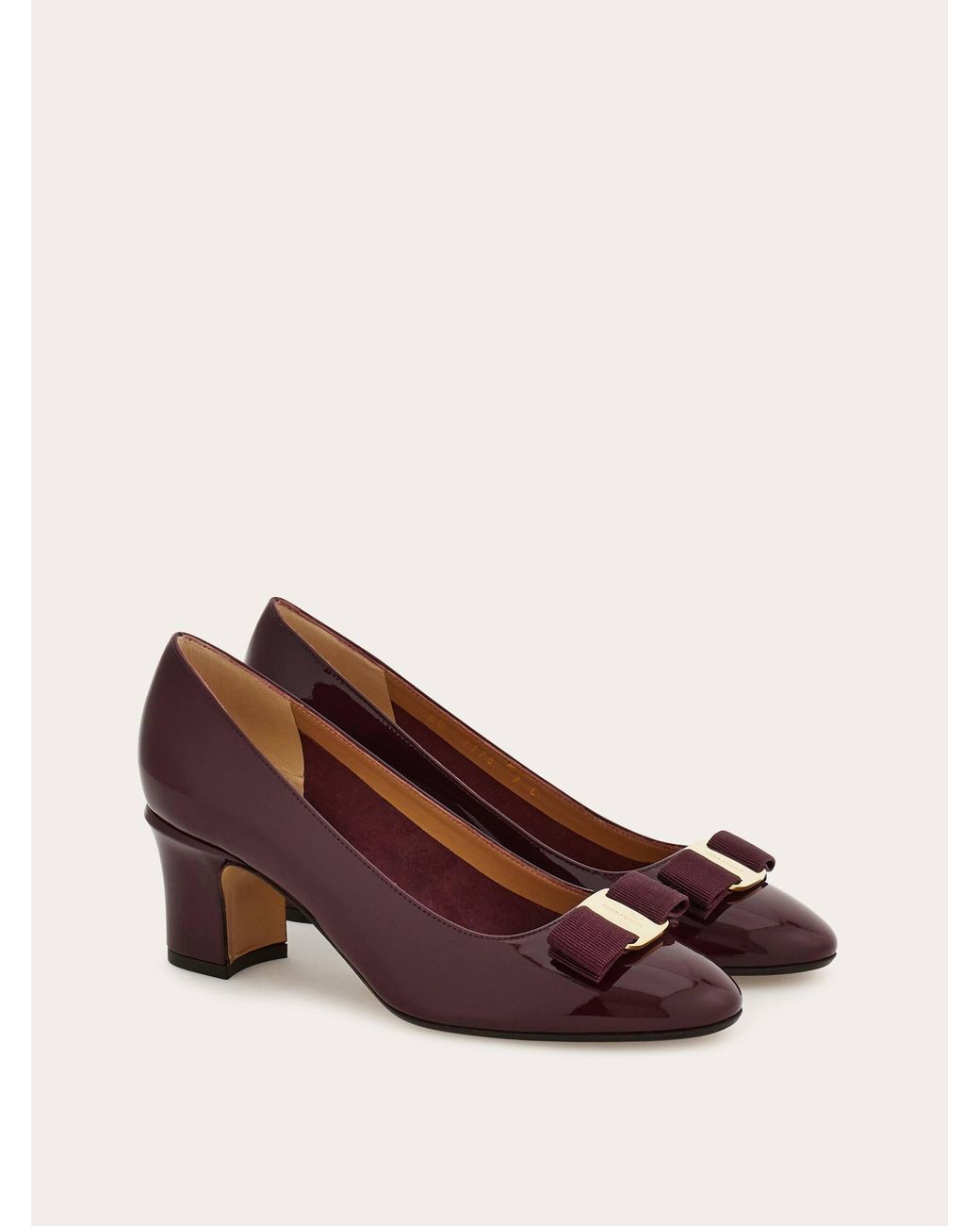 Ferragamo Purple Vara Bow Block Heel Pump
