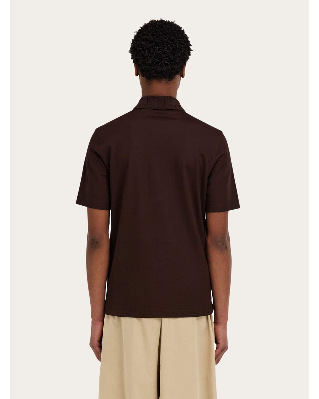 Ferragamo Red V-Neck Polo With Jacquard Pocket Detail for men