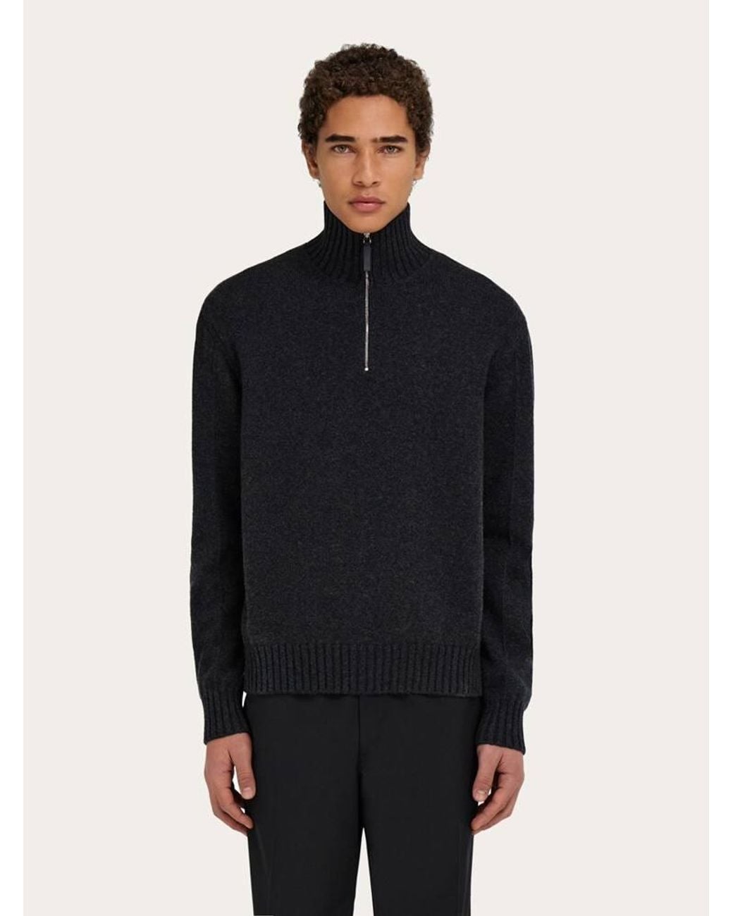 Ferragamo Blue High Neck Cashmere Pullover for men