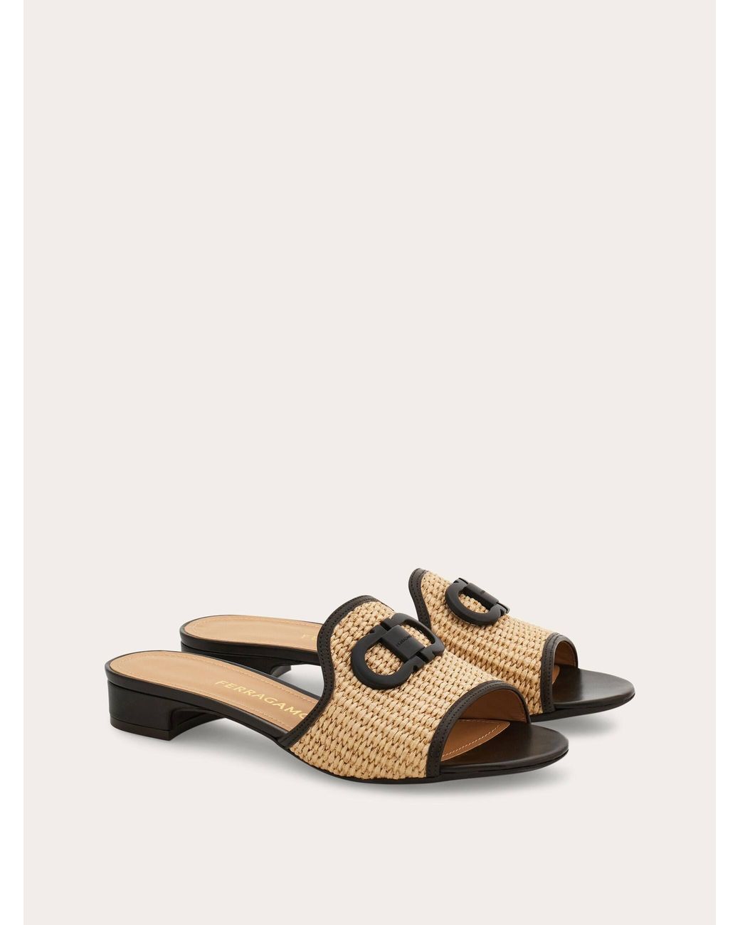 Ferragamo Natural Gancini Ornament Low-Heel Slide .5