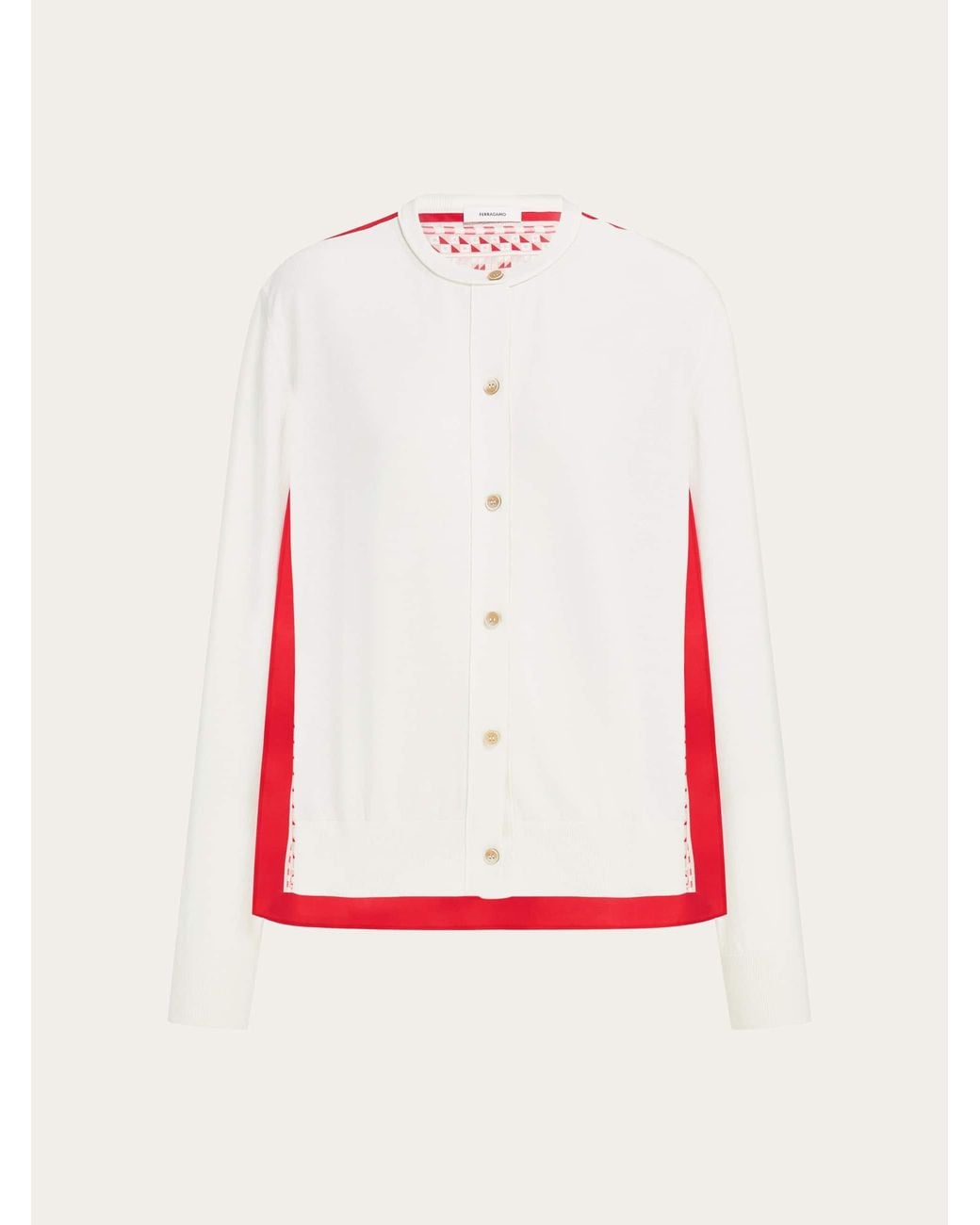 Ferragamo White Feather Show Print Crew-Neck Cardigan for men