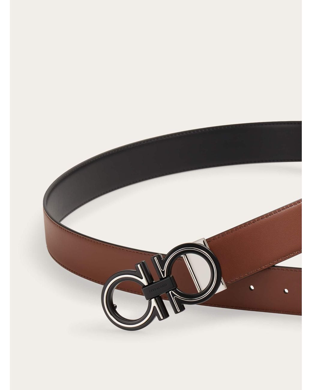 Ferragamo Brown Reversible And Adjustable Gancini Belt for men