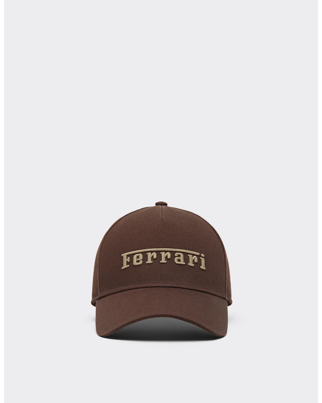 Ferrari Brown Cotton Twill Baseball Cap With Embroidered Logo