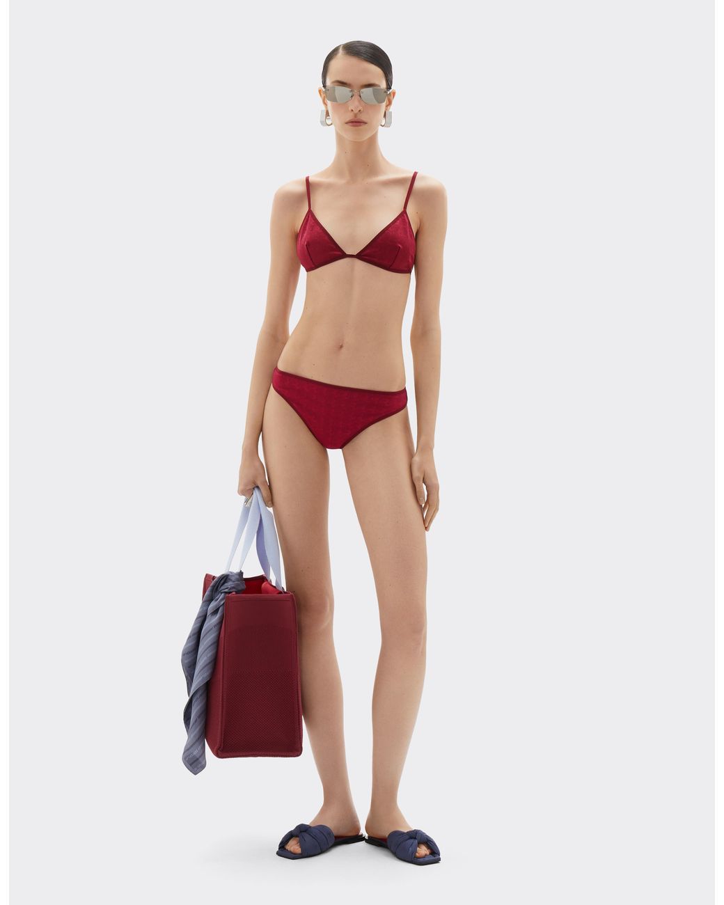 Ferrari Red Triangle Bikini Top With Prancing Horse Motif